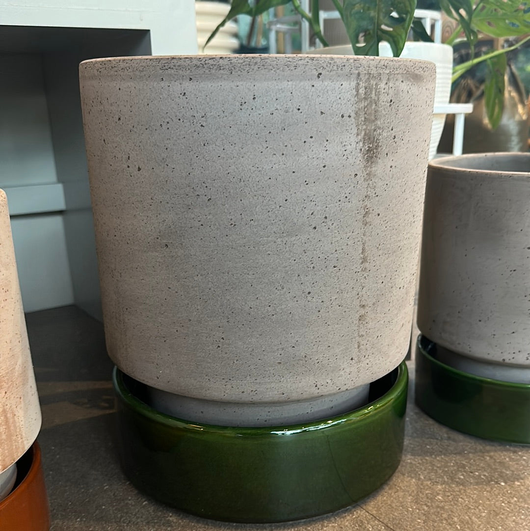 Maceta Bergs Italiana 25 cm Barro Gris/Plato Glaceado